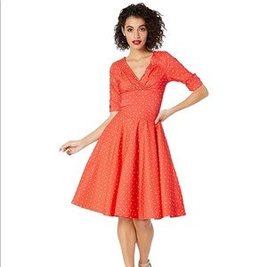 Unique Vintage Pantone Delores Polka Dot Dress